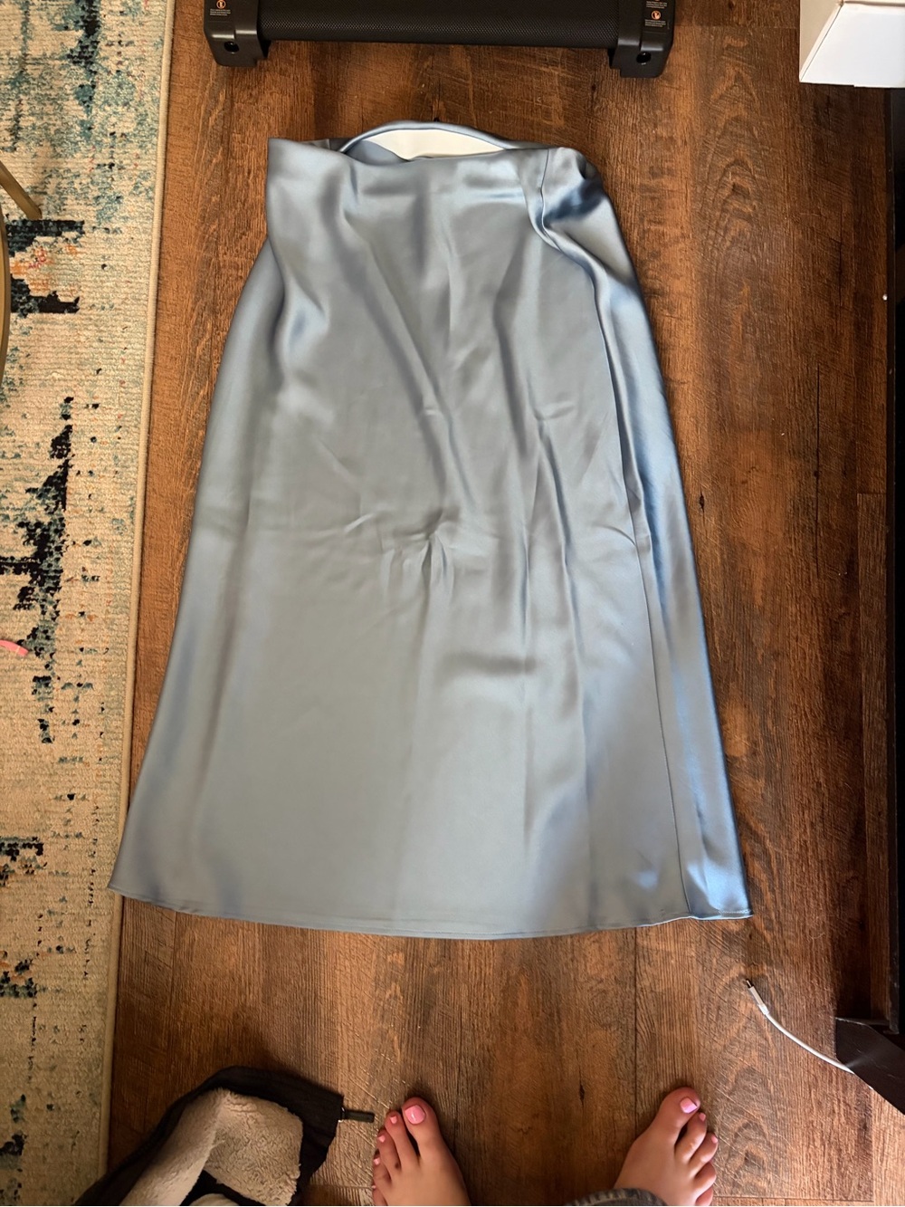 Zara Satin Midi Skirt — Dusty Blue